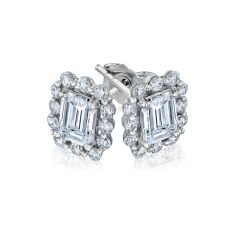 2ctw Emerald Lab Grown Diamond White Gold Stud Earrings