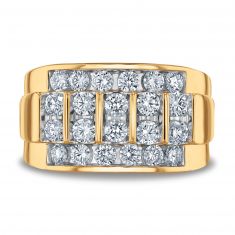 2ctw Lab Grown Diamond Multi-Row Yellow Gold Ring | Men