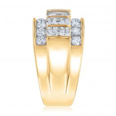 2ctw Lab Grown Diamond Multi-Row Yellow Gold Ring | Men