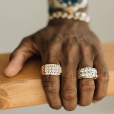 2ctw Lab Grown Diamond Multi-Row Yellow Gold Ring | Men