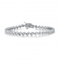 2ctw Round Lab Grown Diamond White Gold Swirl Bracelet