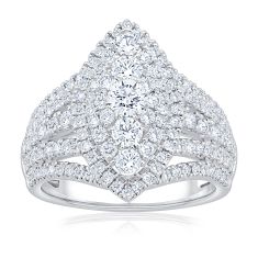 2ctw Marquise-Shaped Diamond Composite White Gold Engagement Ring - Harmony Collection
