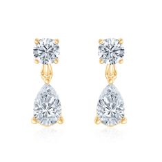 2ctw Multi-Shaped Lab Grown Diamond Yellow Gold Drop Earrings