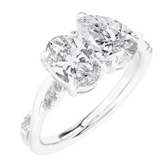 2ctw Oval and Pear Lab Grown Diamond Toi et Moi White Gold Engagement Ring