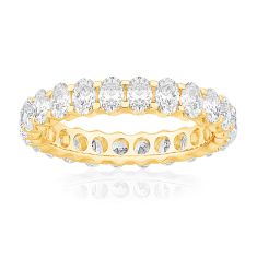 2ctw Oval Diamond Yellow Gold Eternity Wedding Band