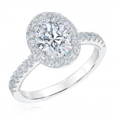 2ctw Oval Lab Grown Diamond Halo White Gold Engagement Ring | Chemistry