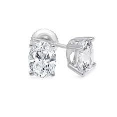 2ctw Oval Lab Grown Diamond White Gold Solitaire Stud Earrings