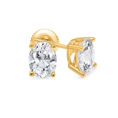 2ctw Oval Lab Grown Diamond Yellow Gold Solitaire Stud Earrings