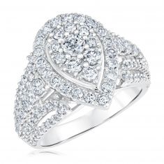2ctw Pear Diamond Cluster White Gold Engagement Ring | Harmony Collection