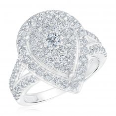 2ctw Pear Diamond Composite Halo White Gold Engagement Ring | Harmony Collection