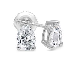 2ctw Pear Lab Grown Diamond White Gold Solitaire Stud Earrings