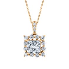 2ctw Princess Lab Grown Diamond Halo Pendant Necklace