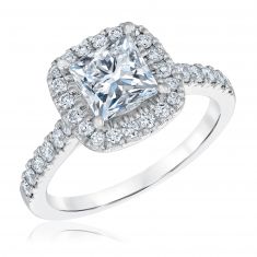 2ctw Princess Lab Grown Diamond Halo White Gold Engagement Ring