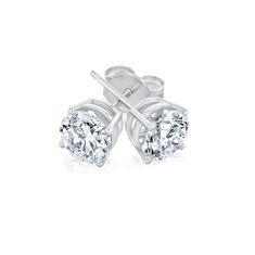 2ctw Round Diamond Solitaire White Gold Stud Earrings