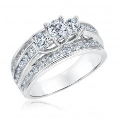 2ctw Round Diamond Three-Stone White Gold Engagement Ring | Journey Collection