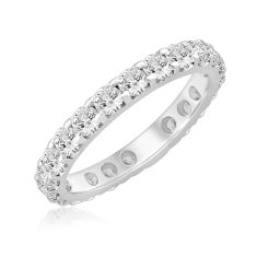 2ctw Round Diamond White Gold Eternity Wedding Band - Embrace Collection - Size 6.5