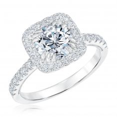 2ctw Round Lab Grown Diamond Cushion Halo White Gold Engagement Ring - Chemistry