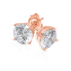 2ctw Round Lab Grown Diamond Rose Gold Solitaire Earrings