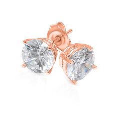 3ctw Round Lab Grown Diamond Rose Gold Solitaire Earrings