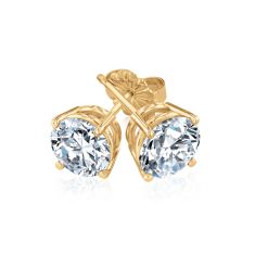 2ctw Round Lab Grown Diamond Yellow Gold Stud Earrings