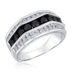 2ctw Treated Black Diamond and Diamond White Gold Ring | Men's