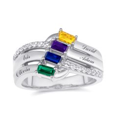 Personalized Gemstone and 1/8ctw Lab Grown Diamond or Created White Sapphire Family Ring Personalized Gemstone and 1/8ctw Lab Grown Diamond or Created White Sapphire Family Ring