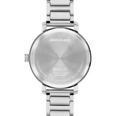 Movado BOLD Evolution 2.0 Crystal Bezel Silver Dial Stainless Steel Watch 34mm - 3601277