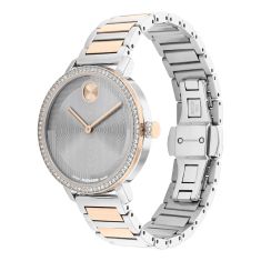 Movado BOLD Evolution 2.0 Crystal Bezel Grey Dial Two-Tone Stainless Steel Watch 34mm - 3601283