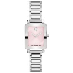 Movado BOLD Evolution 2.0 Mini Light Pink Dial White Leather Strap Watch 20x23mm - 3601325 Movado BOLD Evolution 2.0 Mini Light Pink Dial White Leather Strap Watch 20x23mm - 3601325