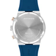 Movado BOLD Fusion Chronograph Blue Dial Silicone Strap Watch 44mm - 3601331