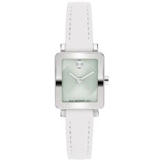 Movado BOLD Evolution 2.0 Mini Light Green Dial White Leather Strap Watch 20x23mm - 3601432