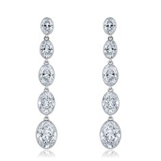 3 1/2ctw Oval Lab Grown Diamond White Gold Drop Earrings