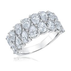 3 1/2ctw Pear Lab Grown Diamond Double Row White Gold Anniversary Band