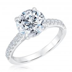 3 1/2ctw Round Lab Grown Diamond Hidden Halo Engagement Ring - Chemistry