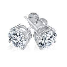 3 1/2ctw Round Lab Grown Diamond Solitaire White Gold Stud Earrings