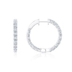 3 1/2ctw Round Lab Grown Diamond White Gold Inside Out Hoop Earrings