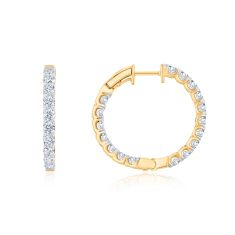 3 1/2ctw Round Lab Grown Diamond Yellow Gold Inside Out Hoop Earrings