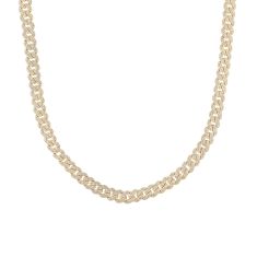 3 1/3ctw Diamond Yellow Gold Curb Link Necklace | 8mm | 18 Inches | Men's