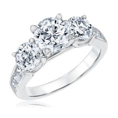 3 1/5ctw Lab Grown Diamond Three-Stone White Gold Engagement Ring