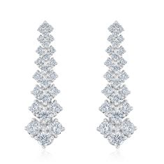 3 3/4ctw Round Lab Grown Diamond White Gold Drop Earrings