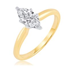 3/4ct Marquise Diamond Solitaire Yellow Gold Engagement Ring - Heritage Collection