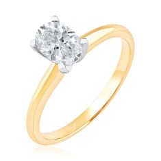 3/4ct Oval Diamond Solitaire Yellow Gold Engagement Ring - Heritage Collection