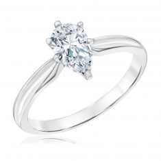 3/4ct Pear Diamond Solitaire White Gold Engagement Ring - Heritage Collection