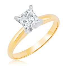 3/4ct Princess Diamond Solitaire Yellow Gold Engagement Ring - Heritage Collection