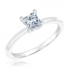 3/4ct Princess Lab Grown Diamond White Gold Solitaire Engagement Ring