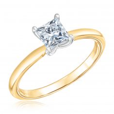 3/4ct Princess Lab Grown Diamond Yellow Gold Solitaire Engagement Ring