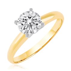 3/4ct Round Diamond Solitaire Yellow Gold Engagement Ring - Heritage Collection