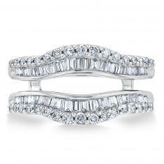 3/4ctw Baguette and Round Diamond White Gold Ring Guard | Embrace Collection