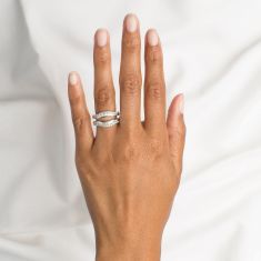 3/4ctw Baguette and Round Diamond White Gold Ring Guard | Embrace Collection