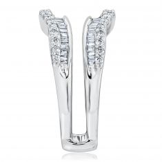 3/4ctw Baguette and Round Diamond White Gold Ring Guard | Embrace Collection